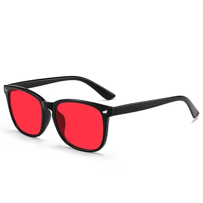 Classic Square Sleep Glasses for Nighttime Use, Unisex Eyewear with 99.99% Block Red Lens to Boost Melatonin Secretion for Deeper Restful Sleep, Ergonomic, Easing Insomnia, Evening Tv Watching, Blue Light Blocking, Glossy Black Frame, Lightweight, Square,