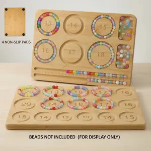 Bracelet Beading Board for DIY Jewelry Making, Bamboo Bead Organizer, Multi Size Bracelet Design Tray, Craft Beading Layout Board, with 4 Non-Slip Pads