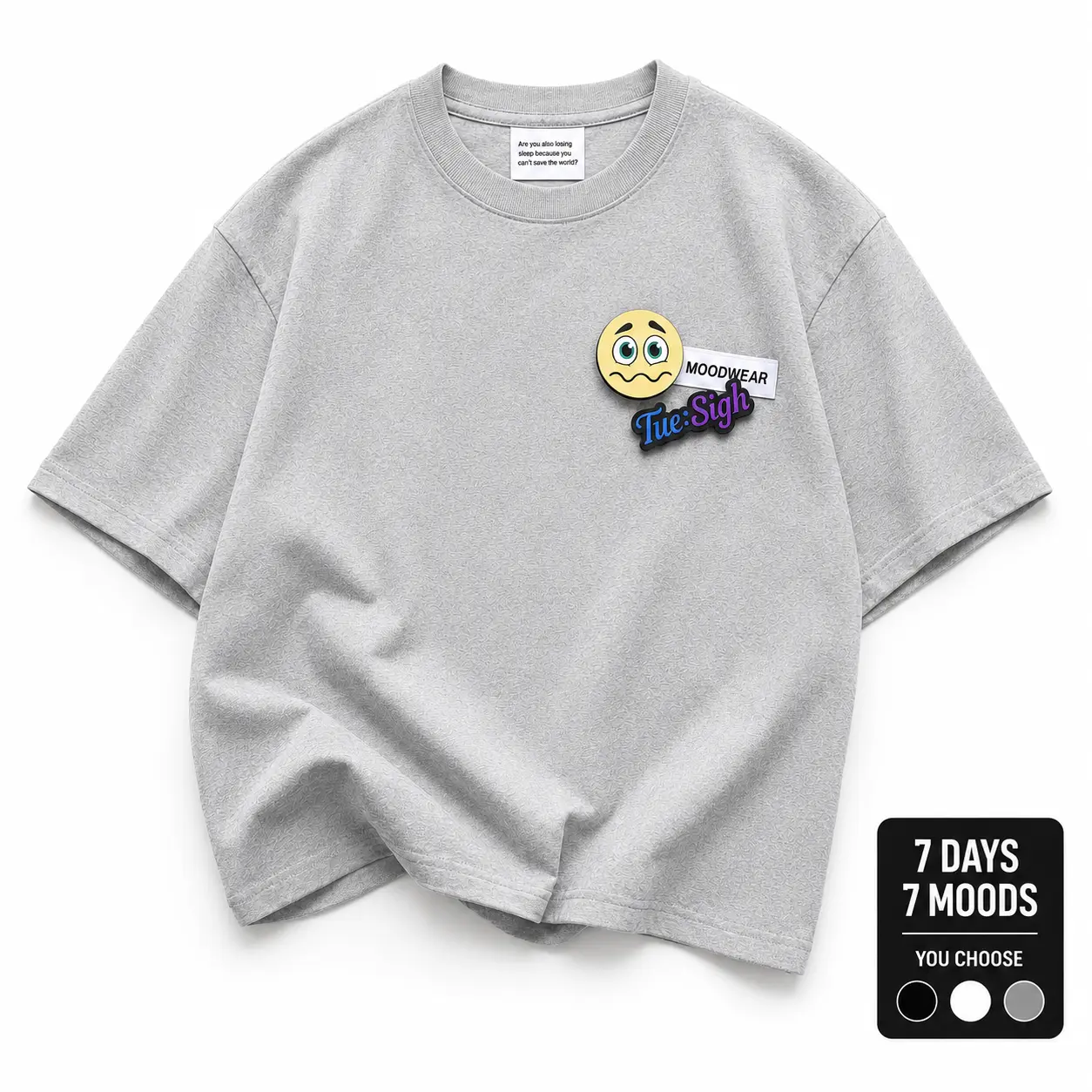 MOODWEAR 7-Day Patch Tee for Women, Oversized Cotton Graphic Shirt with Removable Mood Labels tshirt outfits women's tops
