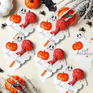 Halloween Lollipop Paper Cards, 100pcs Candy Decoration, Creative Ghost Design, Perfect for Parties & DIY Crafts