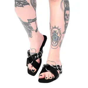 Cora O-Ring Adjustable Buckle Black Slides