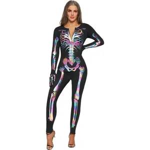Halloween Decoration Womens Skeleton Costume Glow in the Dark, Halloween Skeleton Bodysuit, Halloween Costumes for Adult, Halloween cosplay, party, party costumes, Halloween pajamas, Womens costume, carnival costume, Halloween gifts, clothes