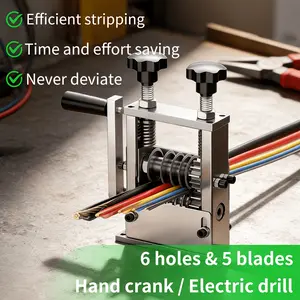 Six-hole manual wire stripper - Suitable for wire diameters ranging from 0.04 to 0.83 inches, copper wire stripping machine, drill-driven hand-operated wire stripper tool - Suitable for scrap copper recycling