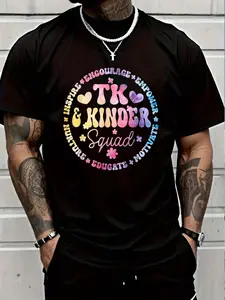100% Cotton TK And Kinder Transitional Kindergarten Teacher T-Shirt Women's Men's Graphic Tee Crew Neck summer vacation Tops
