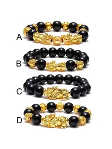 Feng Shui Black Obsidian Bracelets Set - Good Luck Amulet