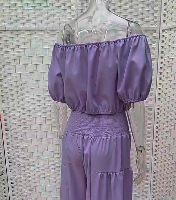 Women's Solid Color Top & Wide Leg Pants Set, Casual Off Shoulder Top & Palazzo Pants for Summer, Clothes for Beach Holiday Vacation, Womenswear
