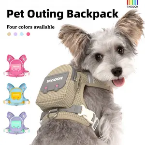 Pet Backpack & Leash Combo: Anti-Escape Harness and Leash for Outdoor Walks - Convenient, Portable Pet Carrier