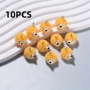 Cute Hedgehog Resin Acrylic Pendants, DIY Jewelry Making Supplies, Necklace Earring Bracelet Crafts, Beads Charms Accessories, 10 Pieces Set