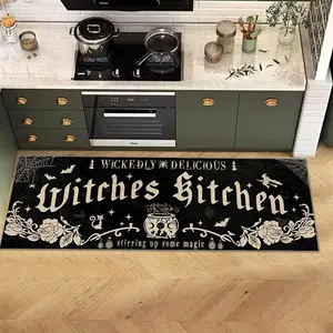 Witchy Kitchen Halloween Rug Set, Farmhouse Style Floor Mats for Home Decor, Perfect for Parties & Festive Occasions