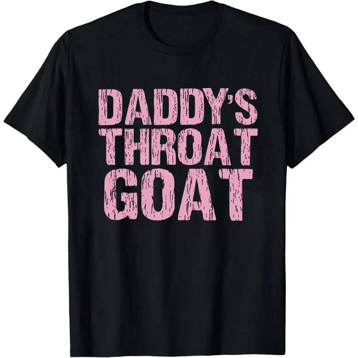 Women's 100% Cotton Short-Sleeve Round Neck Ribbed Seamless Distressed Washed Casual T-Shirt - Smooth, Loose-Fit, Funny "Dad's Throat Goat" Sexy Top for Women