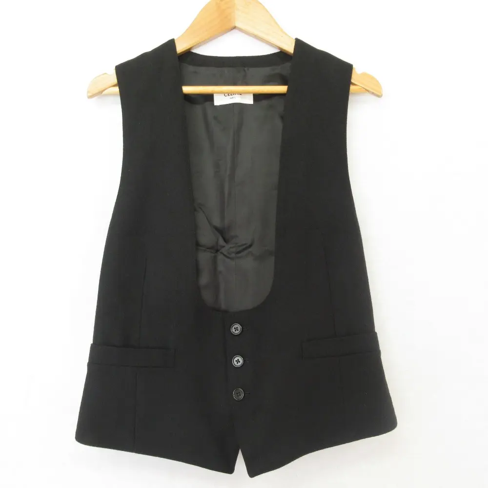 Pre-owned Celine Cashmere Small Leather Goods Flannel Vest