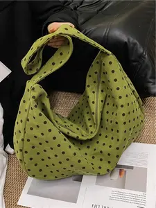 Retro polka dot corduroy underarm bag, a stylish and spacious shoulder bag for young women, perfect for dates, shopping, commuting, casual outings, and everyday accessories. Casual Crossbody Bags, Chic Bag