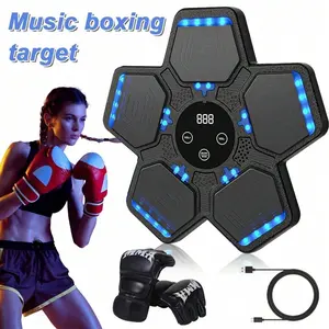 2025 Smart Wireless Music Boxing Machine with LEDWall-Mounted Electronic Target,USB Powered PVCBoxing Gloves -ldeal Christmas Gift
