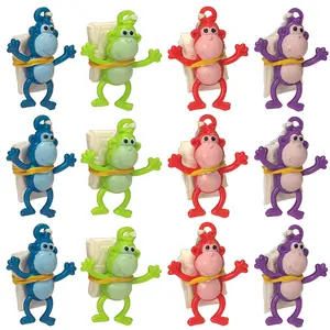 Mini Monkey Paratroopers with Parachutes, Pack of 12, Vinyl Parachute Toys in Assorted Colors, Durable Plastic Guys Playset, Fun Zoo Animal Themed Party Favors for Boys and Girls