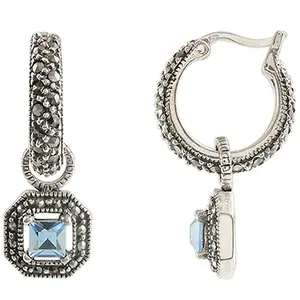 Suspicion Sterling Simulated Blue Quartz & Marcasite Earrings