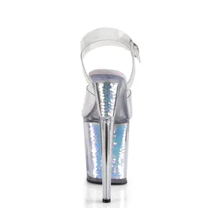 8 Inch Heel FLAMINGO-808MC Clear Lavender Mermaid Scales