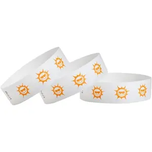 500  Orange Suns Tyvek Wristbands for Events -  3/4 " x 10" -  Recyclable Comfortable  Resistant Paper Bracelets Wrist Bands for Concerts Festivals Admission Party Tours