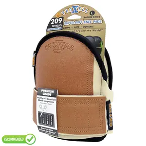 TROXELL USA Super-Soft Large Leatherhead Gray Knee Pads - Comfortable Adjustable Washable Kneepads Small Size Bagged in Pairs
