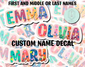 Custom Name Stickers | Hearts Water bottle, Personalized Name Label