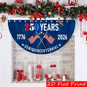1PC 2D Flat Print Semicircular Flag, USA 250 Years 1776-2026, Christmas Garden Flag - Semicircular 250 Years 1776-2026 Half Quincentennial Holiday Halloween Christmas Decoration, party decoration, homer decoration, Home Ornaments