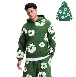 Unisex Colorful Trendy Hoodies with Letter Embroidery, Zip-Up, Plus Size Casual Pullover, Hip Hop Menswear Tops, Black Cool Clothes Floral