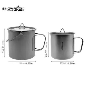 SNOW ROCK Titanium Camping Mug&Cup Eagle Beak - Foldable Handle, Portable, Durable, Lightweight, Wide Mouth, With Lid, Dishwasher Safe (16.91/25.36OZ)