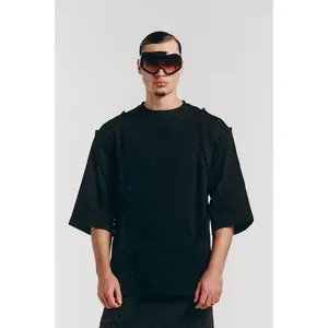 Unbutton T-Shirt in Black