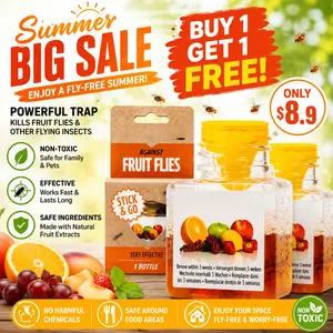 [Buy one get one free] Fruit Fly Killer Indoors, 2 Pack Fruit Fly Traps for Home and Kitchen with 12 Weeks Protection, Highly Effective Indoor Gnat Trap & Fruit Fly Catcher, Kid & Pet Friendly