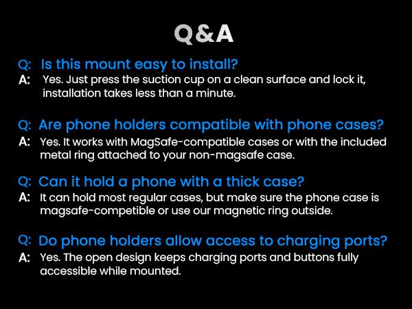 Magnetic Suction Cup Phone Mount, MagSafe Car Holder 360°, Car/Gym/Mirror, iPhone 16/15/14/13