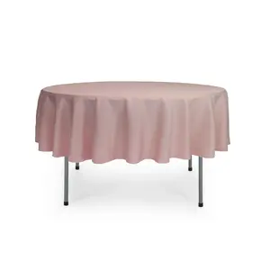 70 Inch Round Polyester Tablecloth Blush