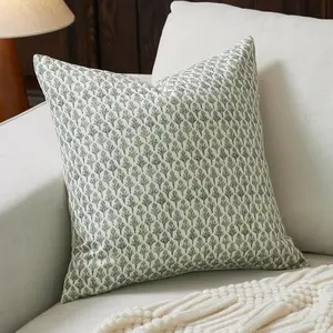 2PCS Floral Pillow Covers 18x18 Pillow Cover Block Print Couch Pillows for Living Room Decorative Neutral Accent Throw Pillow Covers