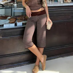 Women Fold Over Capri Gaucho Pants Flared Capri Leggings Wide Leg Cropped Yoga Pants Workout Summer Going Out Culottes Bottoms