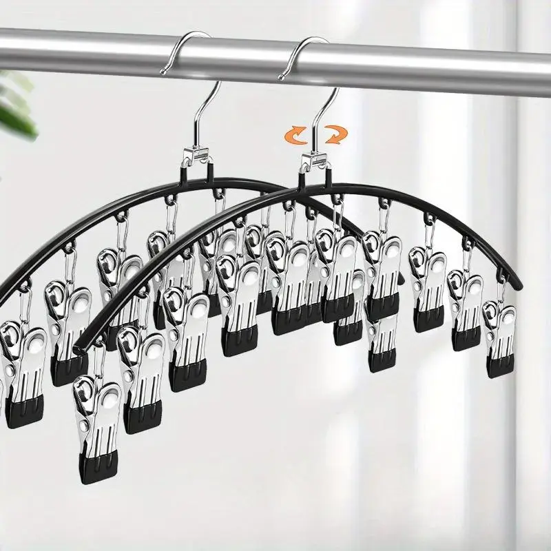 1pc Clothes Hanger with Clips, Clip Hangers for Pants, 1 Counts Multi-functional Windproof Clothes Hanger, Clothes Storage Rack for Skirts, Shorts, Jeans, Scarves and More, Organiser