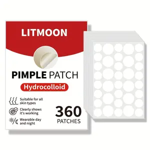 360PCS round hydrocolloid acne pimple patches, two sizes, ultra-thin, invisible, breathable, hypoallergenic formula, suitable for all skin types, especially for sensitive skin.
