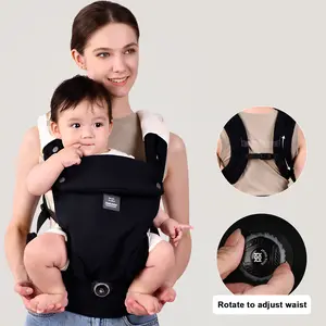 Bebamour Baby Carrier Ergonomic Infant Carrier for 7-32lbs, Travel Friendly Adjustable Knob for Baby Hip Healthy Develop, Soft Cotton Infant Carrier,Front and Back Baby Carrier with 2 Teething Pads