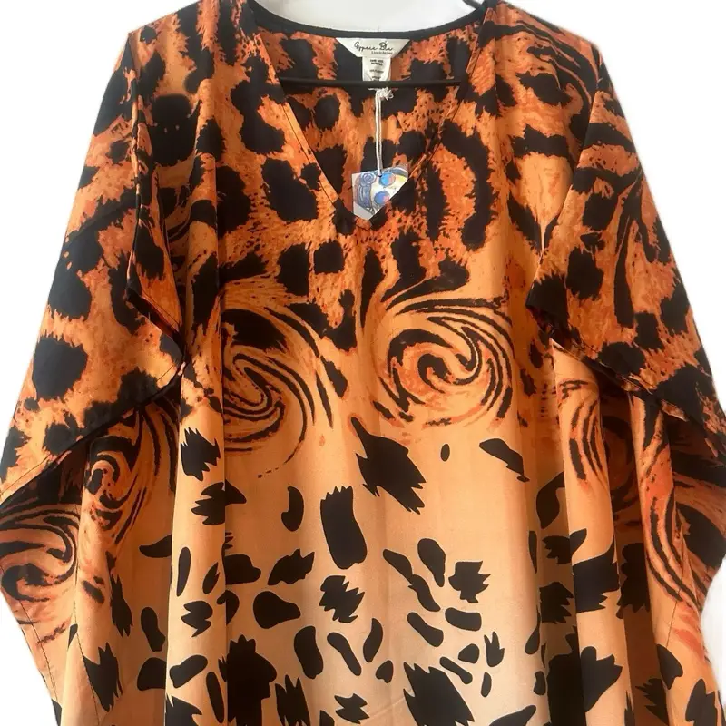 2025 New Kaftan Free Size Women's Dresses Casual Leopard Print Comfortable Fit for Summer Beach Vacations & Home Wear