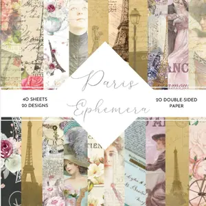 Paris Ephemera Scrapbook Paper: | 8,5 x 8,5 size | 40 patterned double sided sheets (20 designs) | Vintage Paris Themed Collection | Paris Ephemera Craft Paper |