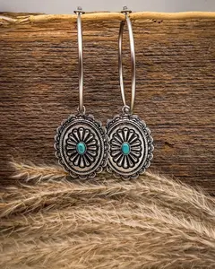 Calypso Concho Hoop Earrings in Turquoise