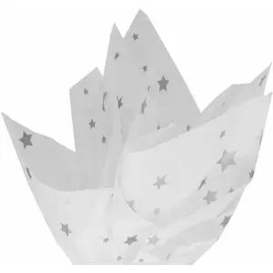 Wrapping Tissue Paper - White Metallic   - 20 x 14 Inches - 60 Sheets