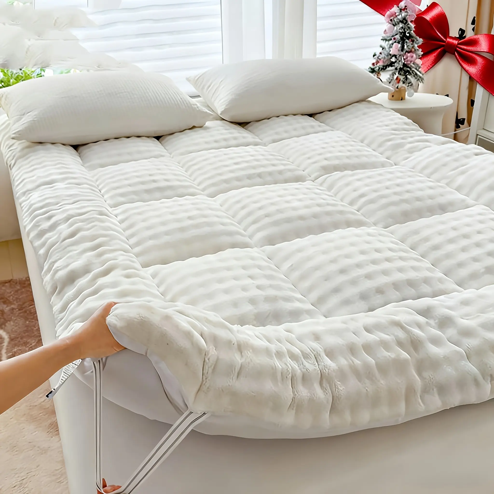 [For Gifts] Fluffy Floor Mattress, Warm Mattress Topper, Faux Wool Finish Fluffy Floor Futon Mattress, Super Soft Roll Up Tatami Mat, Foldable & Portable Floor Bed Sleeping Pad, For Gifts