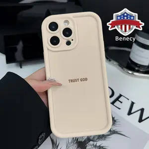 TPU Phone Case for iPhone 15 16 14 Pro Max 13 12 11 XR XS Plus E Trust God Christian Pattern Drop Protection Shockproof Soft Silicone Smartphone Cover Casing