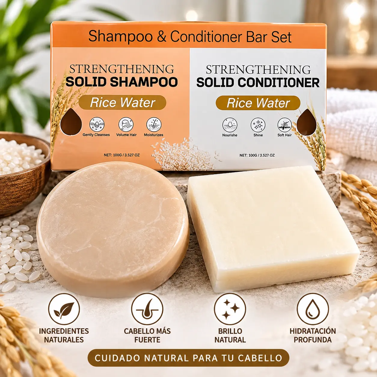 Rice Water Solid Hair Soap Bar Set – 2 Piece