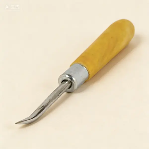 Curved Burnisher Tool with Polished Wooden Grip, 6.25 in Stainless Steel, Professional Reusable Hand Tool for Jewelry Metal Polishing, Crafting, Curved Type
