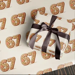 Funny 67 Christmas Wrapping Paper, Santa Meme Gift Wrap for Kids, Gingerbread Holiday Gift Wrap Roll, Hilarious Christmas Gift Idea