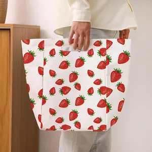 Strawberry Pattern Laundry Basket, 1 Count Foldable Clothes Storage Basket, Household Bathroom Laundry Basket, Home Organizer