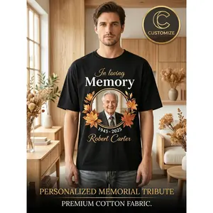 Honor Your Loved Ones with This Personalized Memorial T-Shirt, Featuring The Custom Photo, Name, And Dates Printed On Premium Cotton Unisex Round Neck Short Sleeve Top for A Comfortable Daily Wear Tri