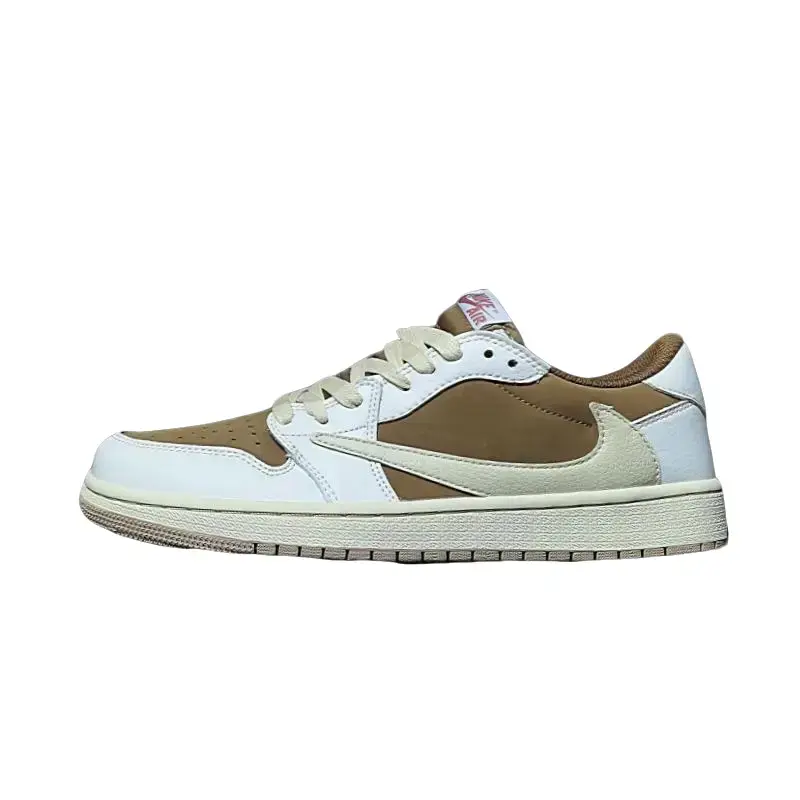 Brand New Unopened Packaging Unisex Cream White Khaki Brown Smooth Leather Low Top Casual Sneakers Soft Comfy All Season Hip Hop Casual Daily Trainers