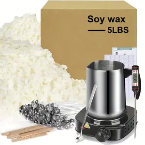 Candle Making Wax Supplies- Soy Wax Candle Making Kit Supplies with Wax Melter, DIY Art&Crafts Kit for Adults, Beginner, Including 2lbs/ 5lbs Soy Wax Flakes, Electric Stove, Candle Wick, Melting Pot