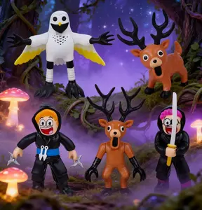 5-piece Forest 99 Night Deer Toy Model Set, suitable for toy model decoration, virtual survival game accessories, therapeutic desk ornaments, and gifts. A New Year's gift, a gift for children.