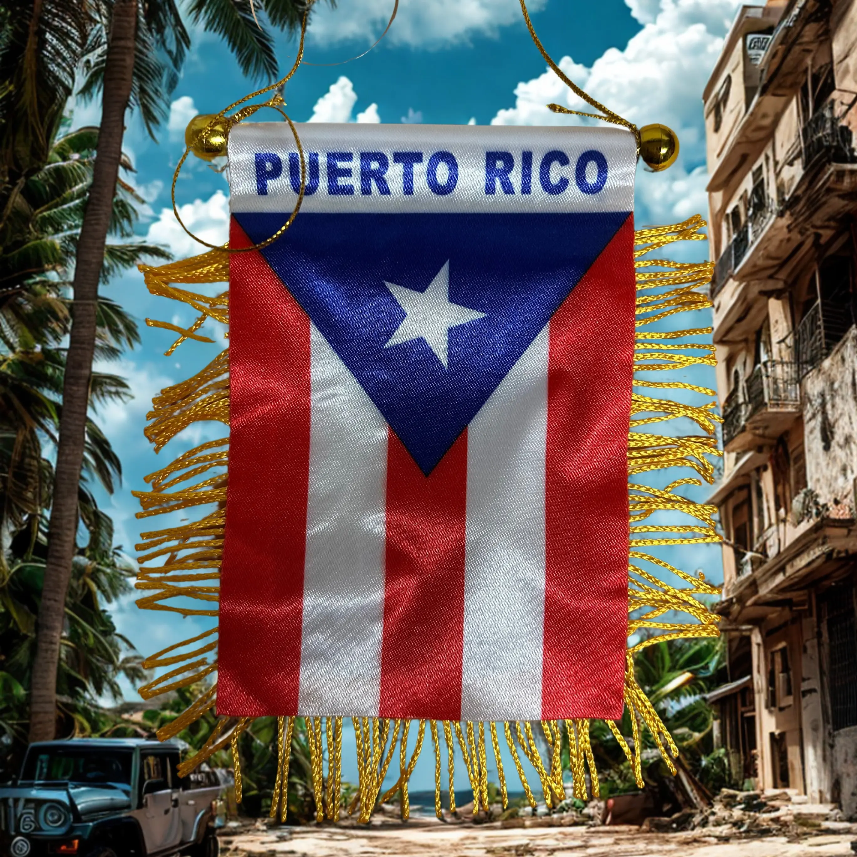 4" X 6" Puerto Rico mini flag banner